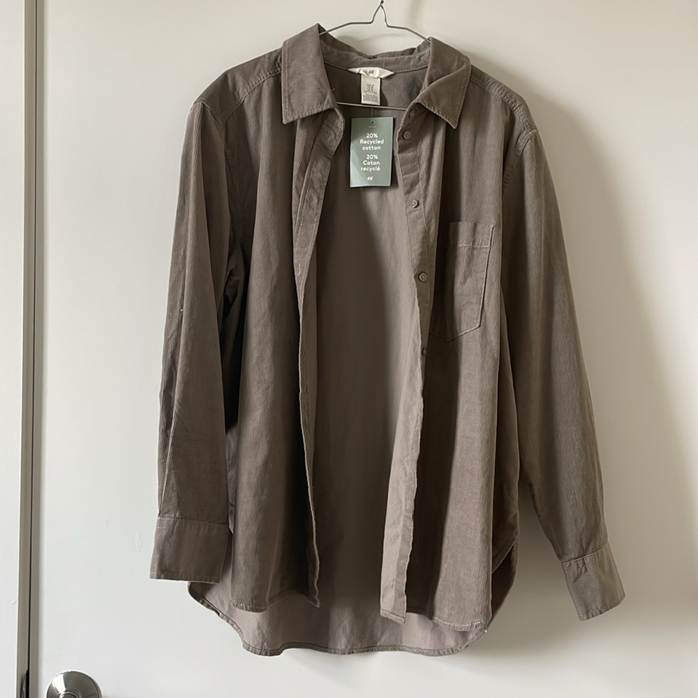 H&M taupe corduroy shacket